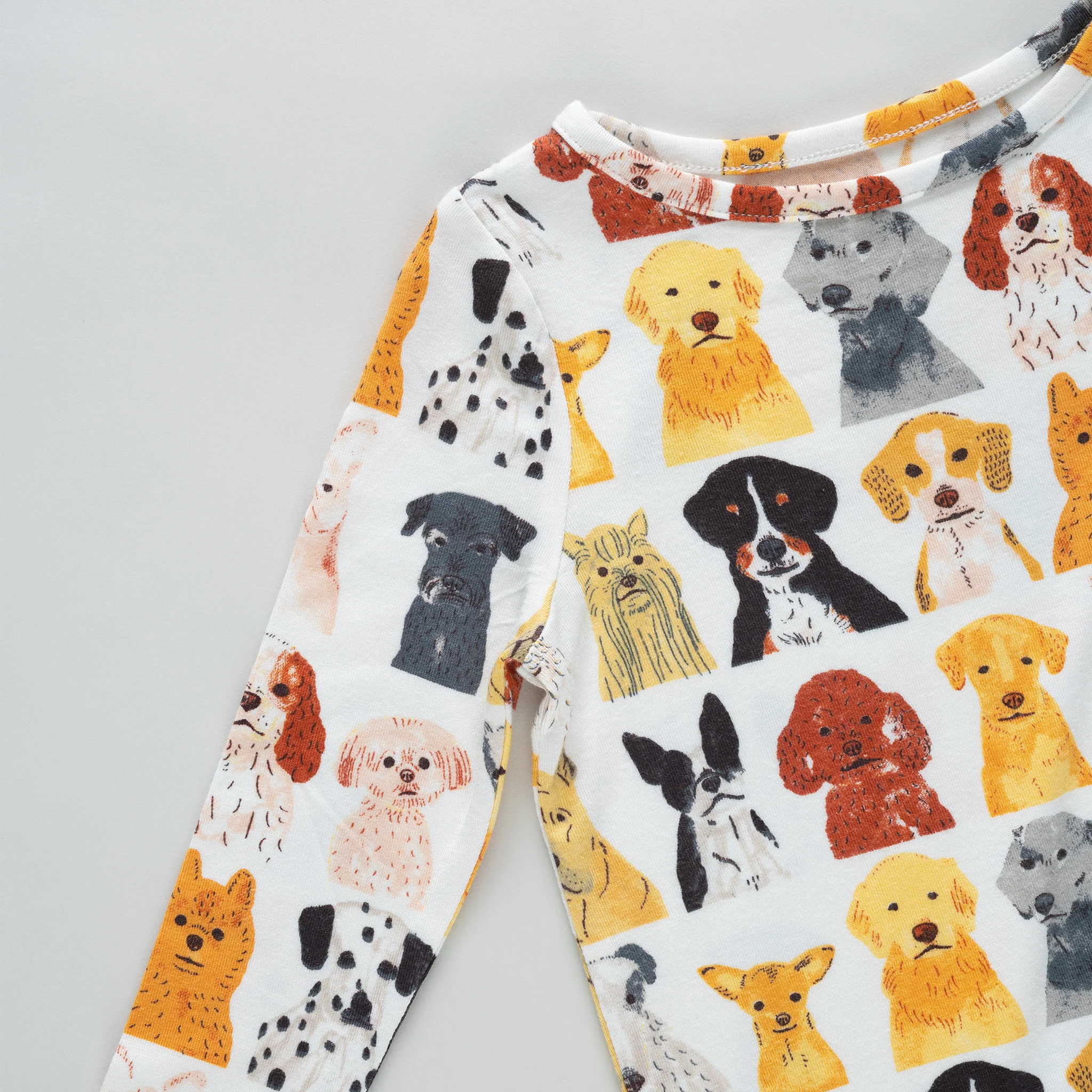 Kids Bamboo PJ Set - Small Watercolor Dogs - Image 3
