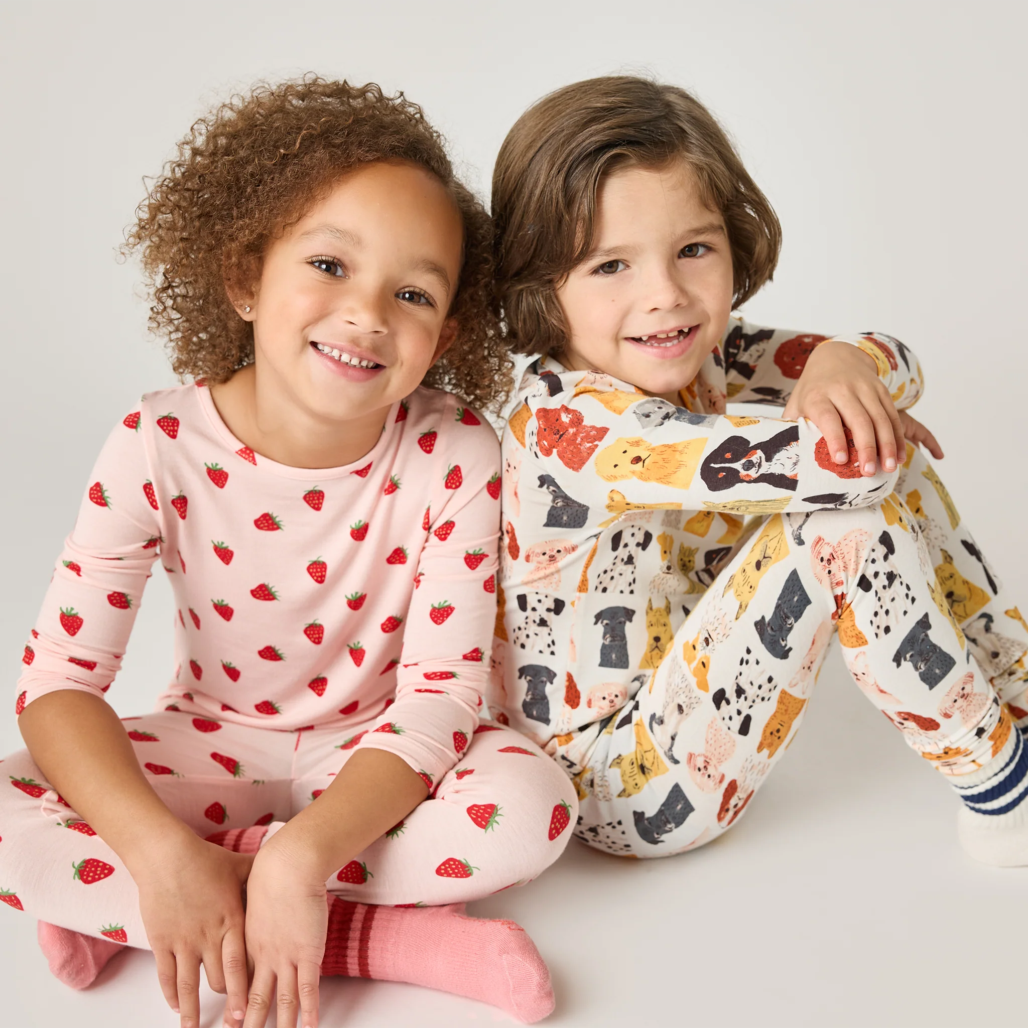 Kids Bamboo PJ Set - Small Watercolor Dogs - Image 4
