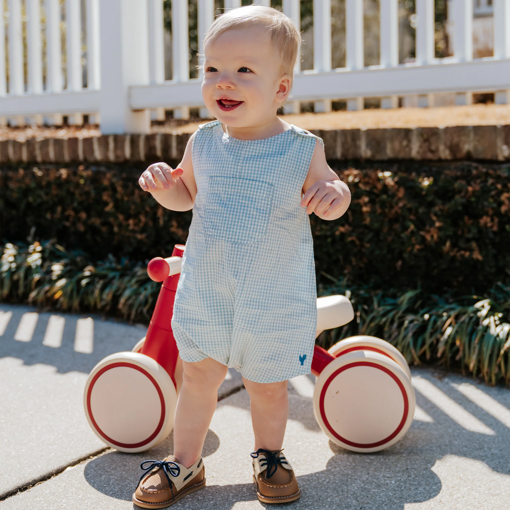 Baby Boys Noah Jumper - Light Blue Gingham - Image 2