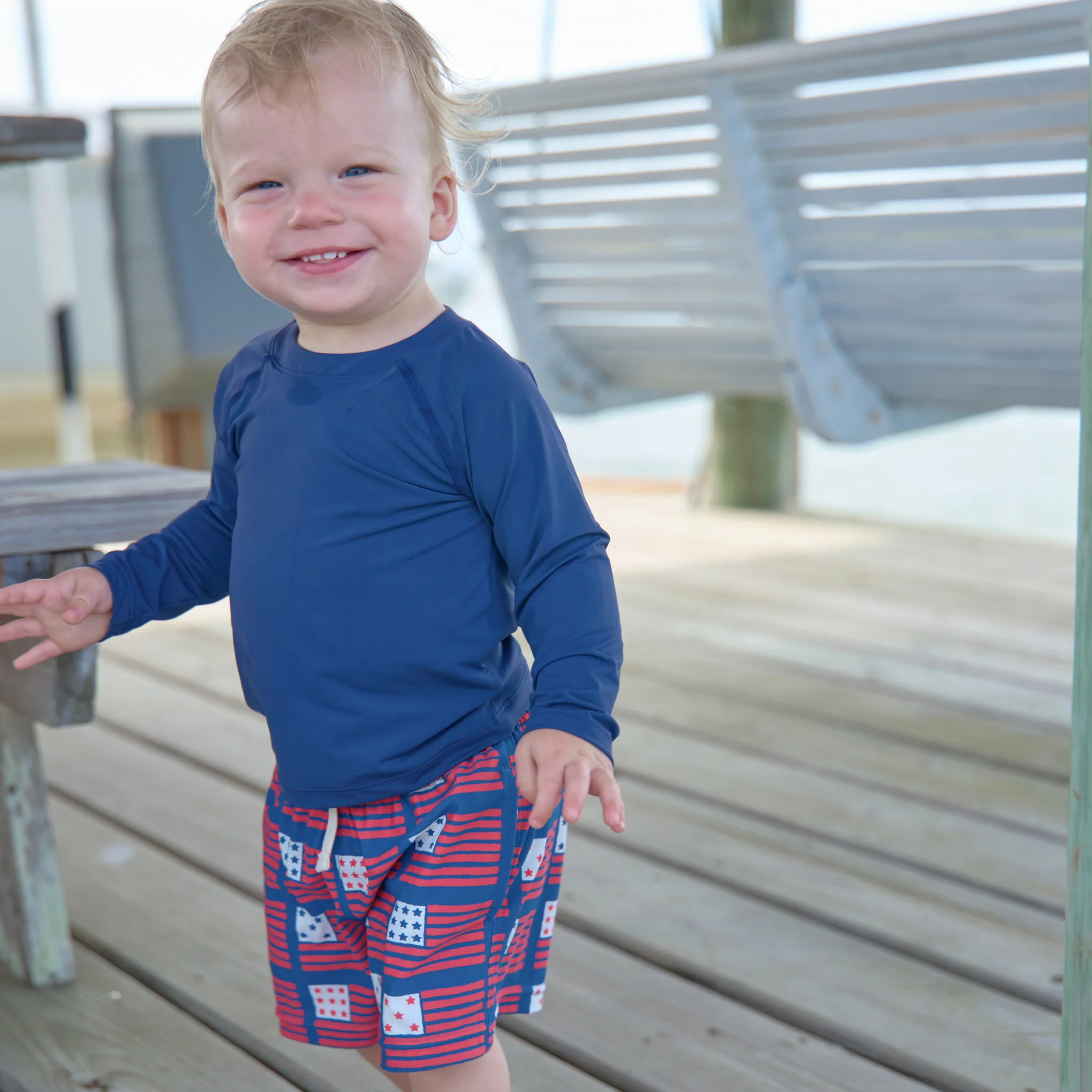 Baby Boys Swim Trunk - Navy Flag - Image 2