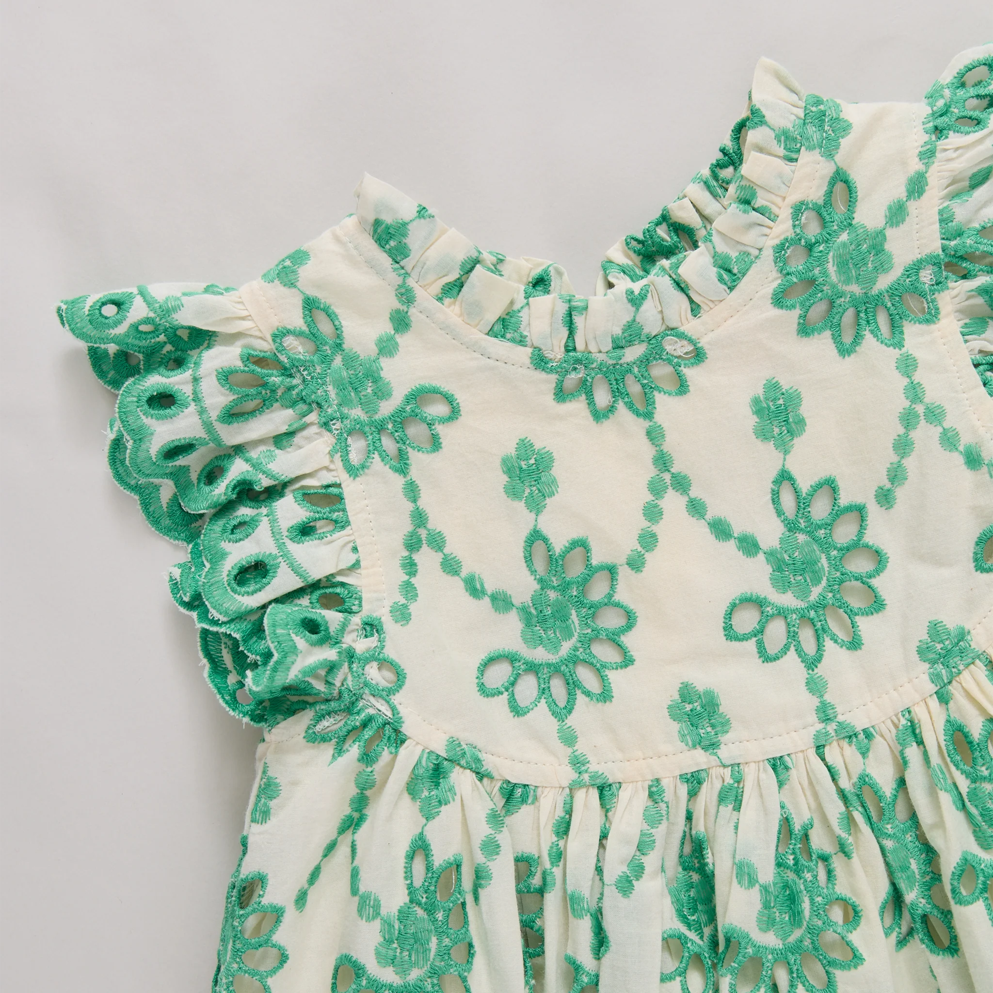 Baby Girls Cynthia Dress Set - Kelly Green Eyelet - Image 3