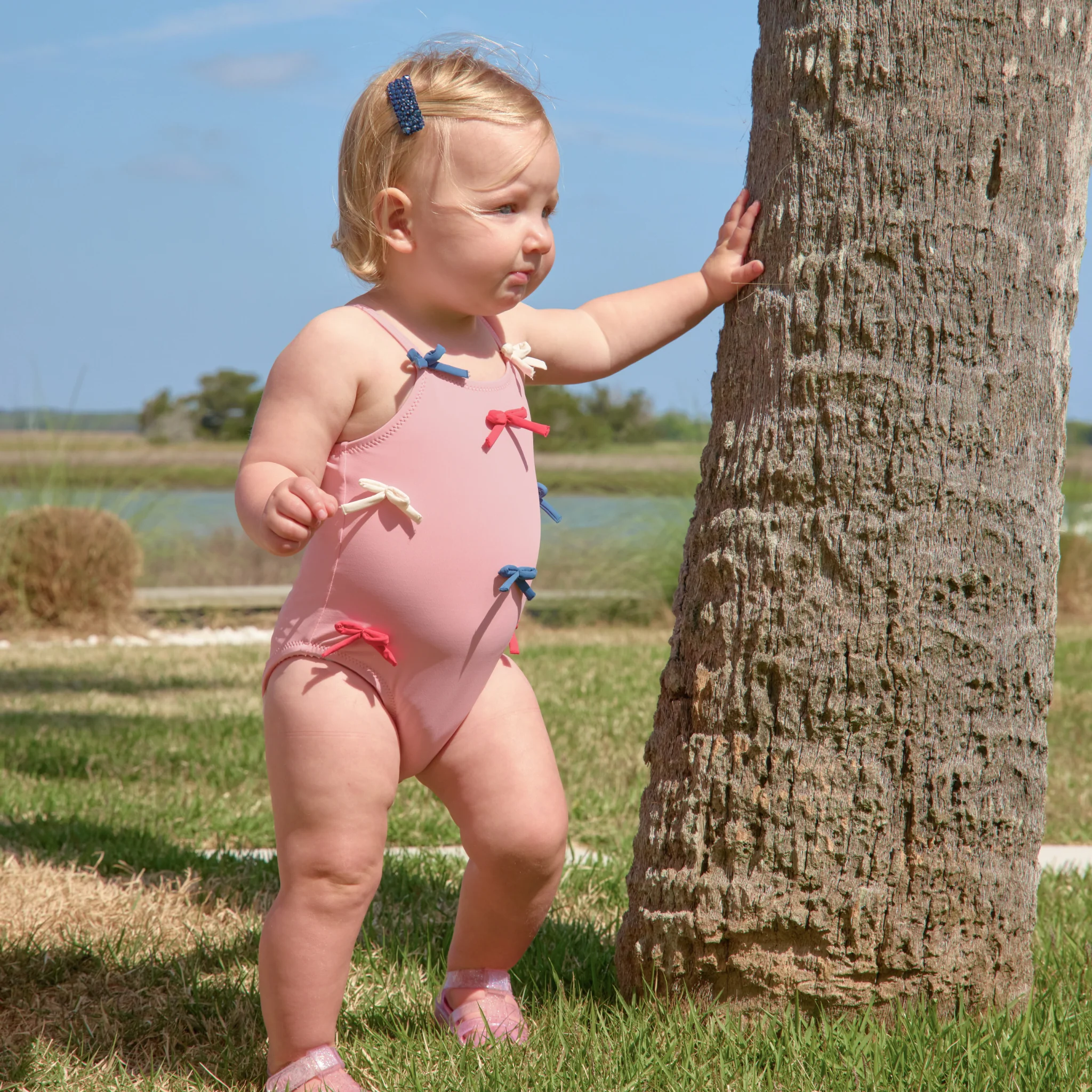 Baby Girls Lottie Suit - Pink Bows - Image 2