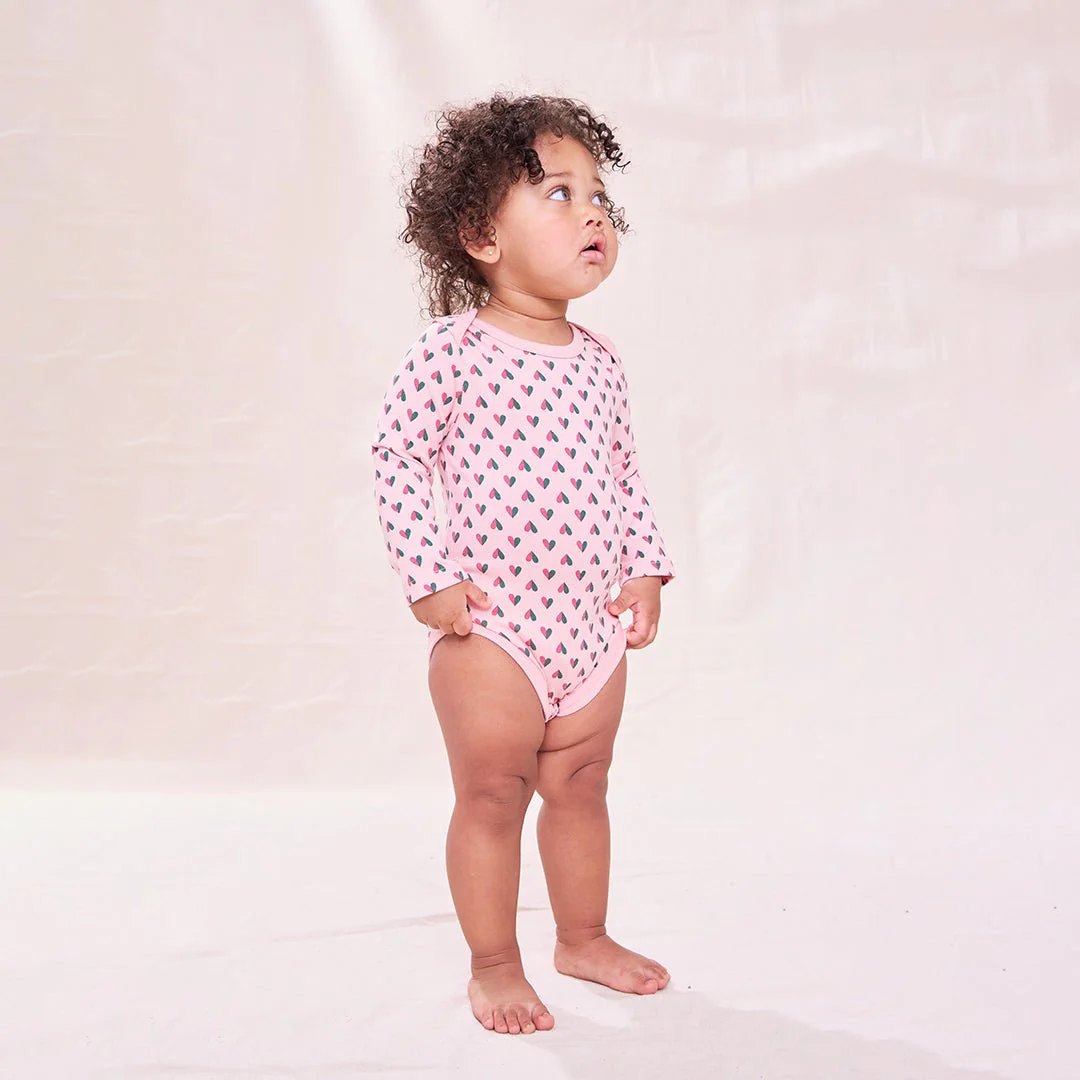 Baby Wonder Bodysuit - Pink Mini Half Hearts - Image 2
