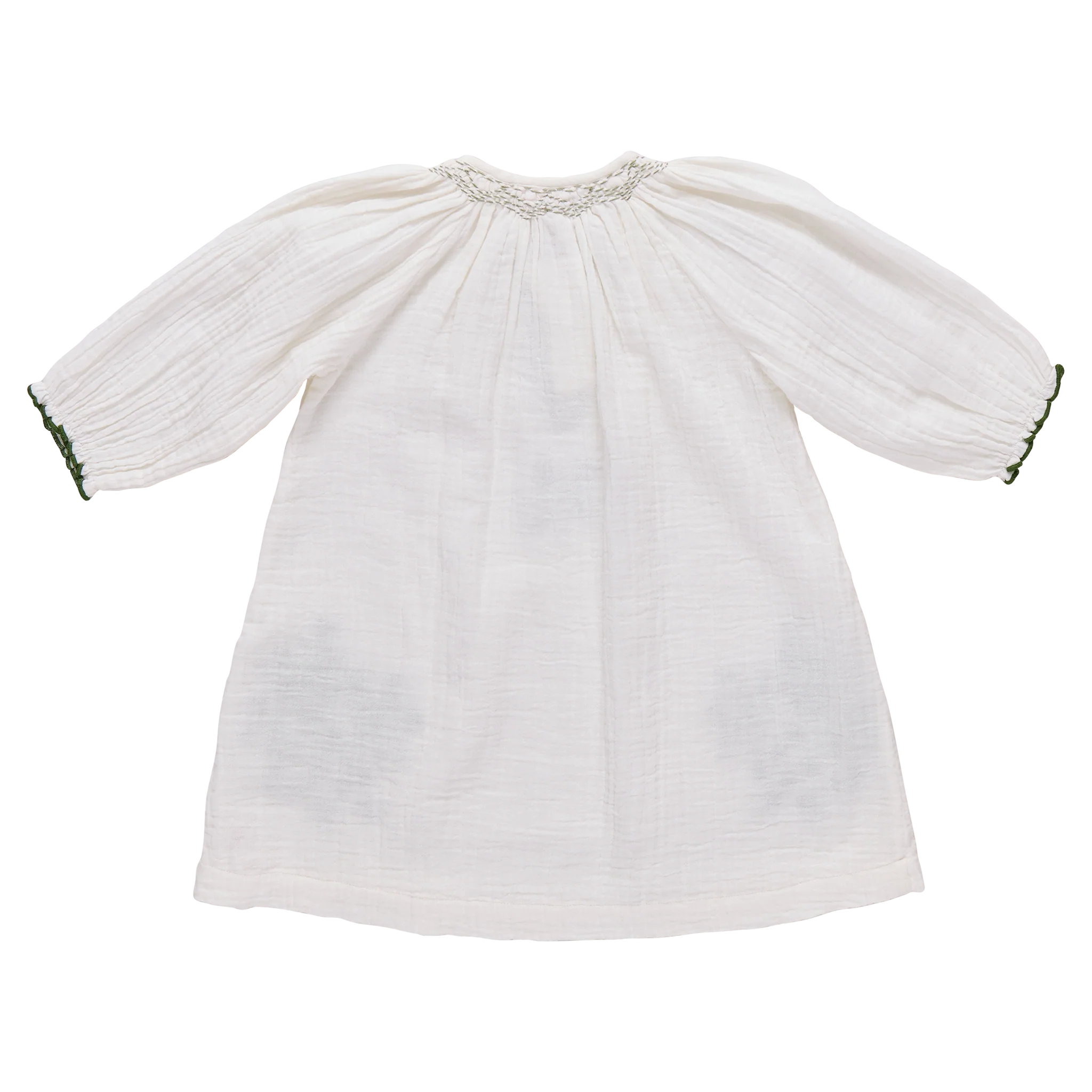 Girls Ava Dress - Green Embroidery - Image 6