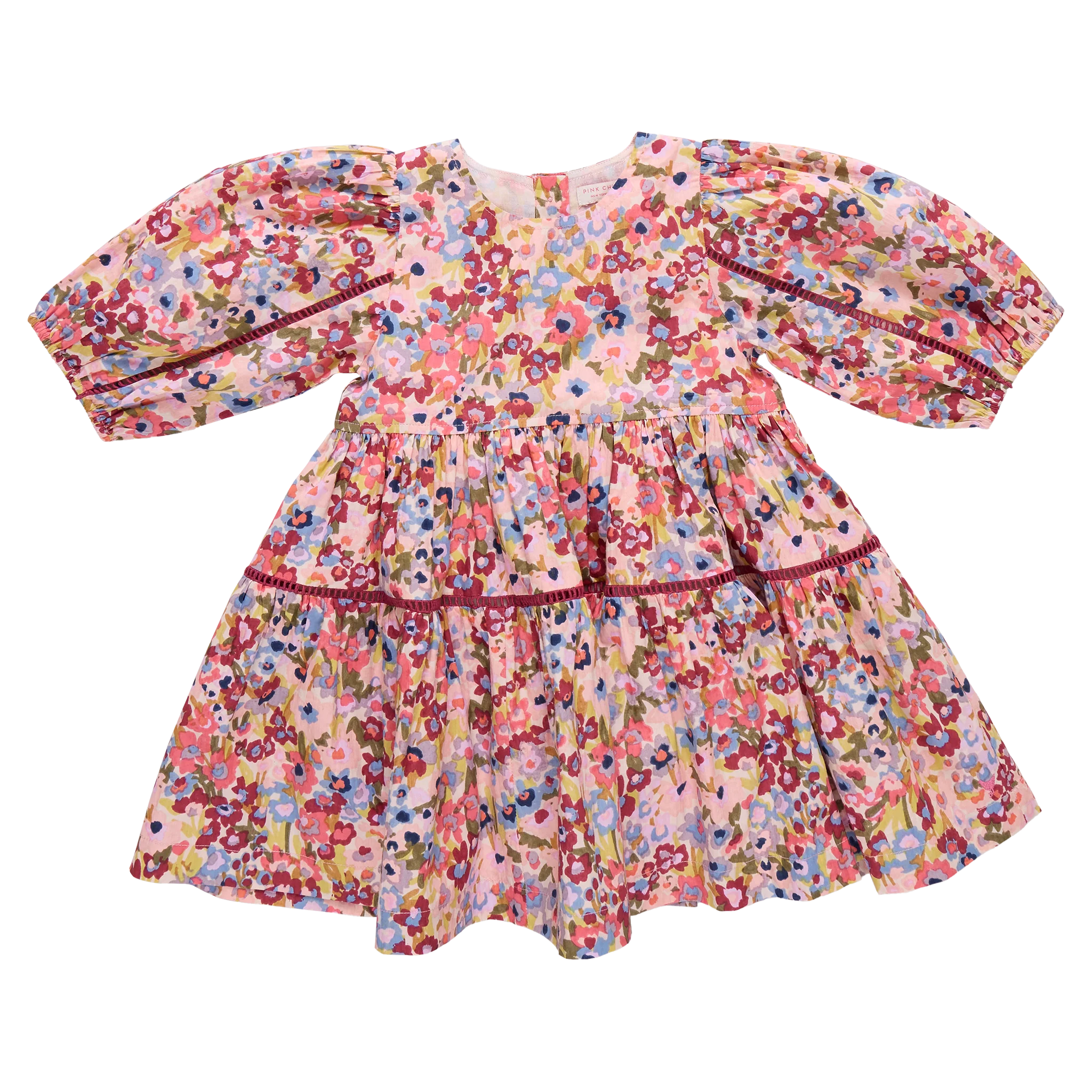 Girls Maribelle Dress - Burgundy Sketched Floral
