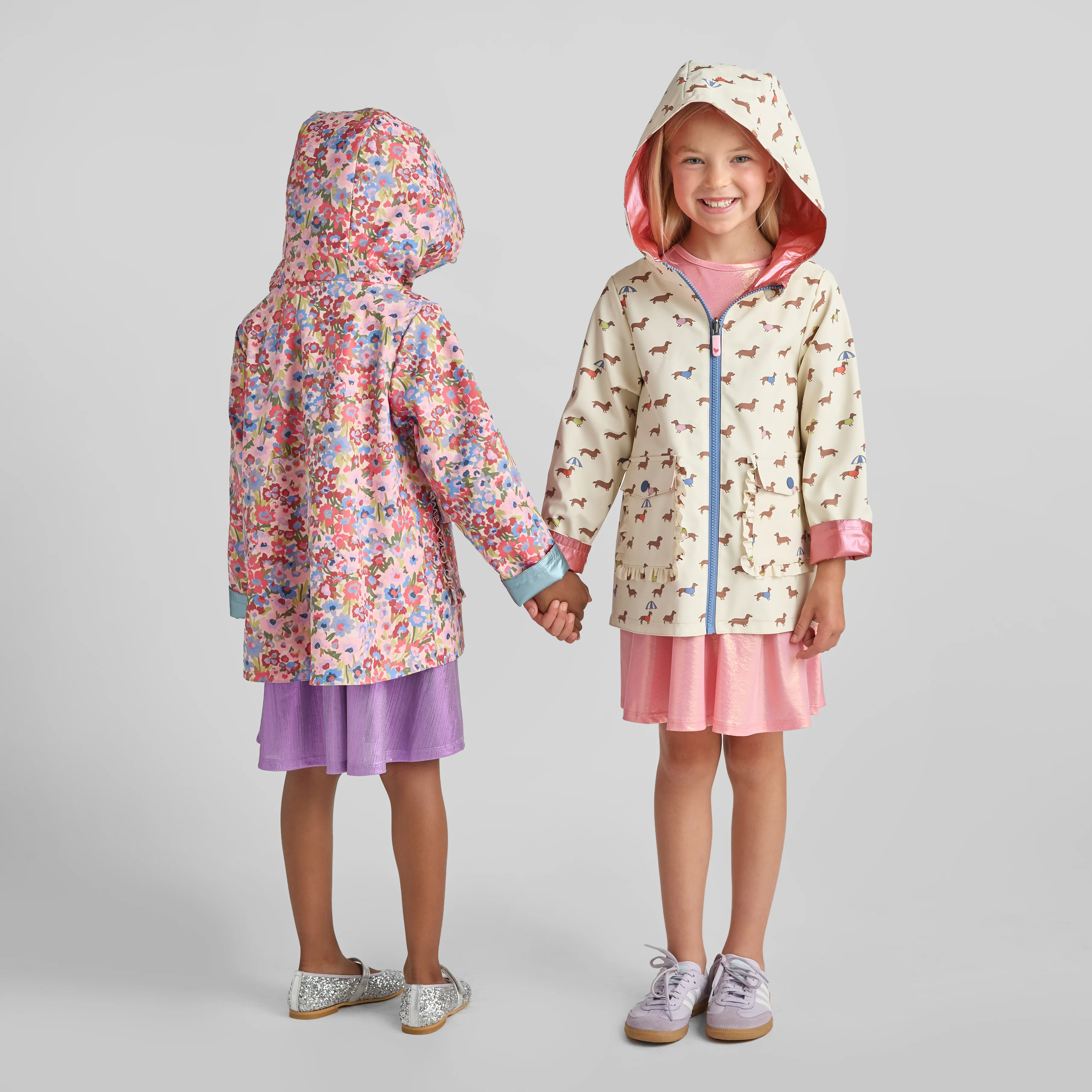 Girls Rafa Reversible Raincoat - Rainy Day Dachshunds - Image 2
