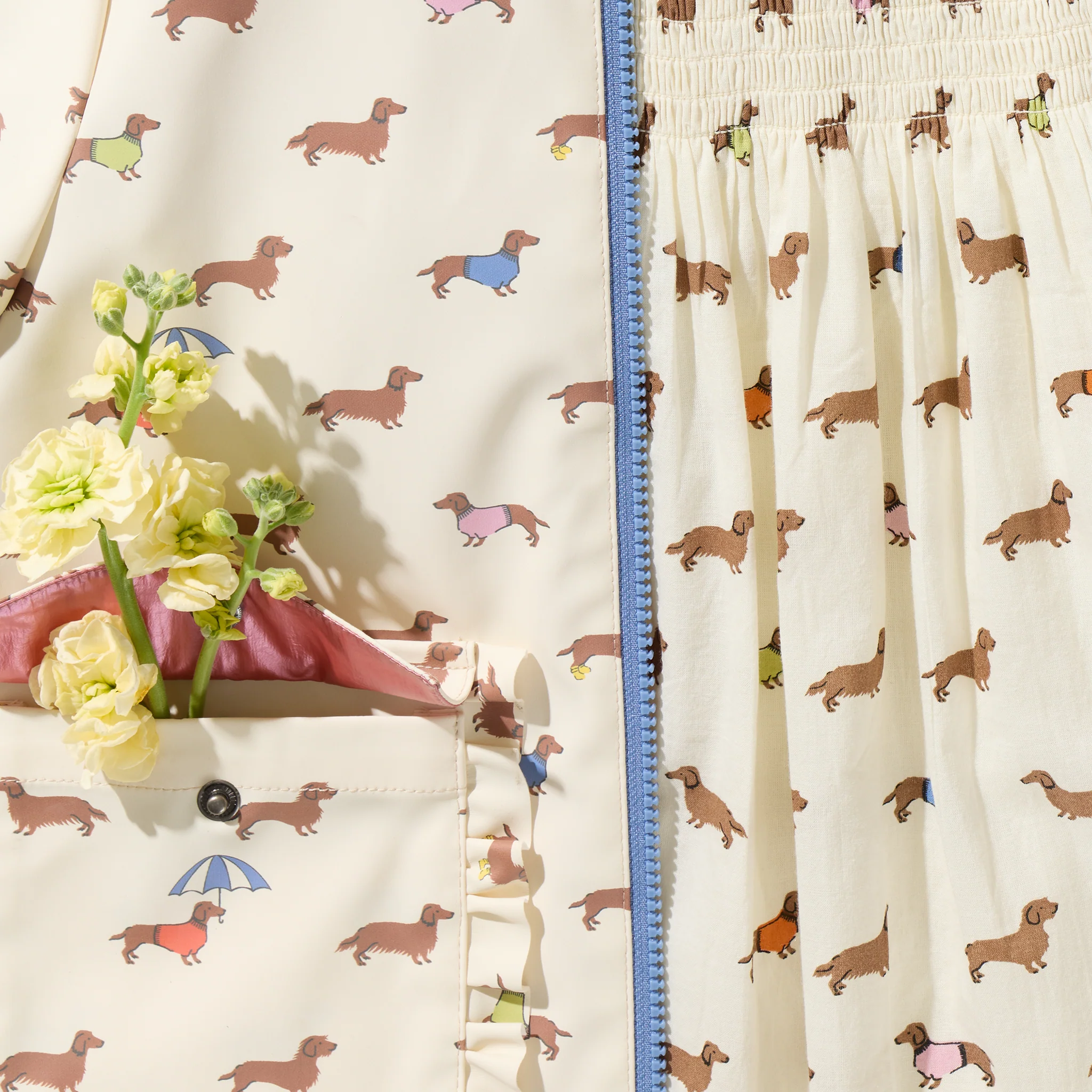 Girls Rafa Reversible Raincoat - Rainy Day Dachshunds - Image 5