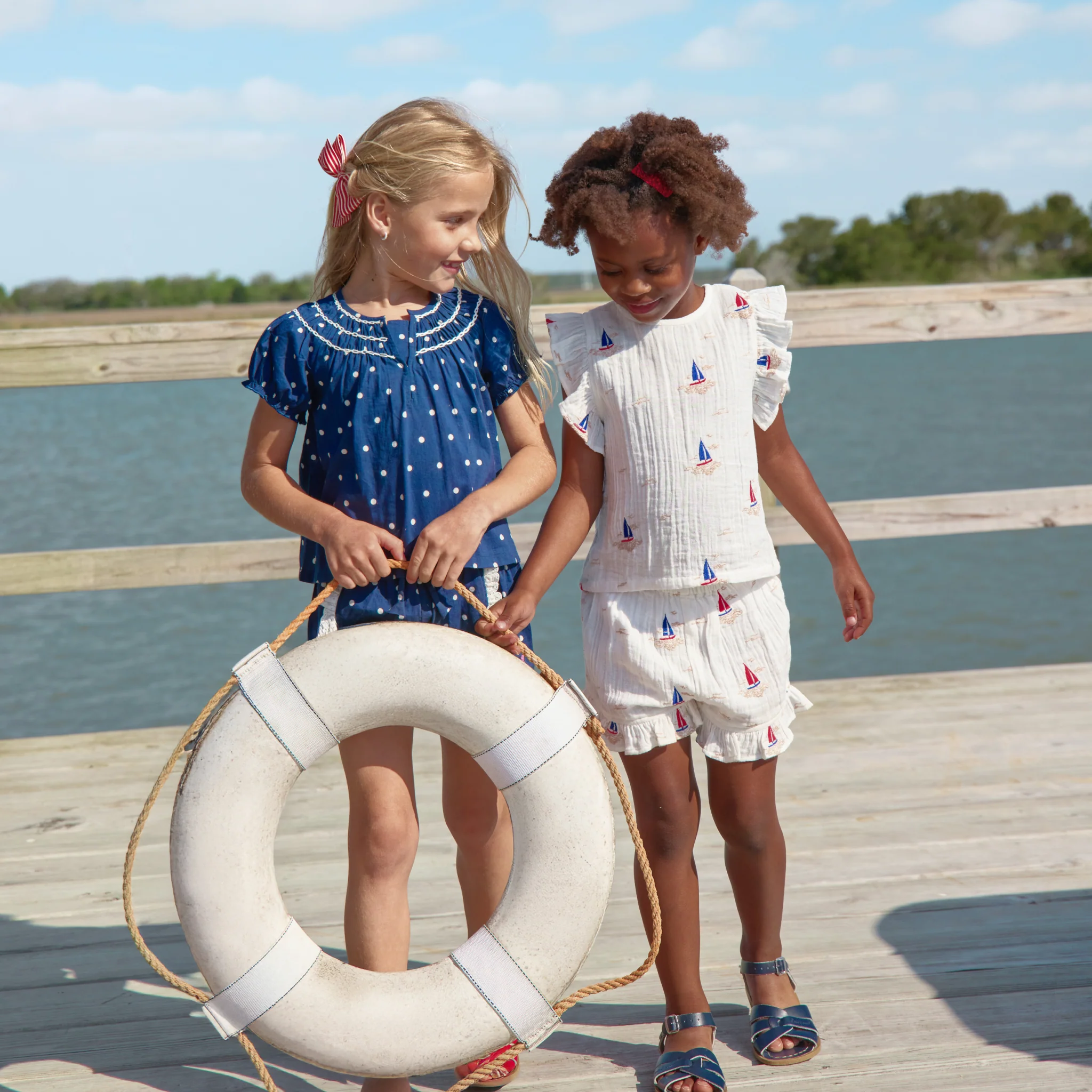 Girls Roey 2-PC Set - Sailboat Embroidery - Image 2