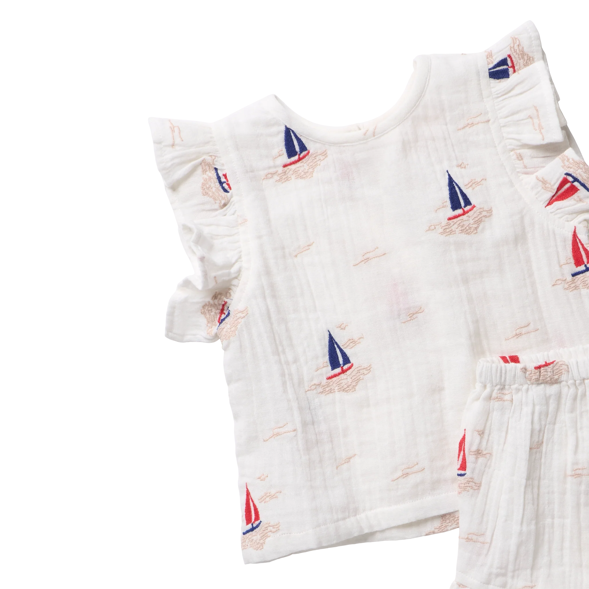 Girls Roey 2-PC Set - Sailboat Embroidery - Image 3