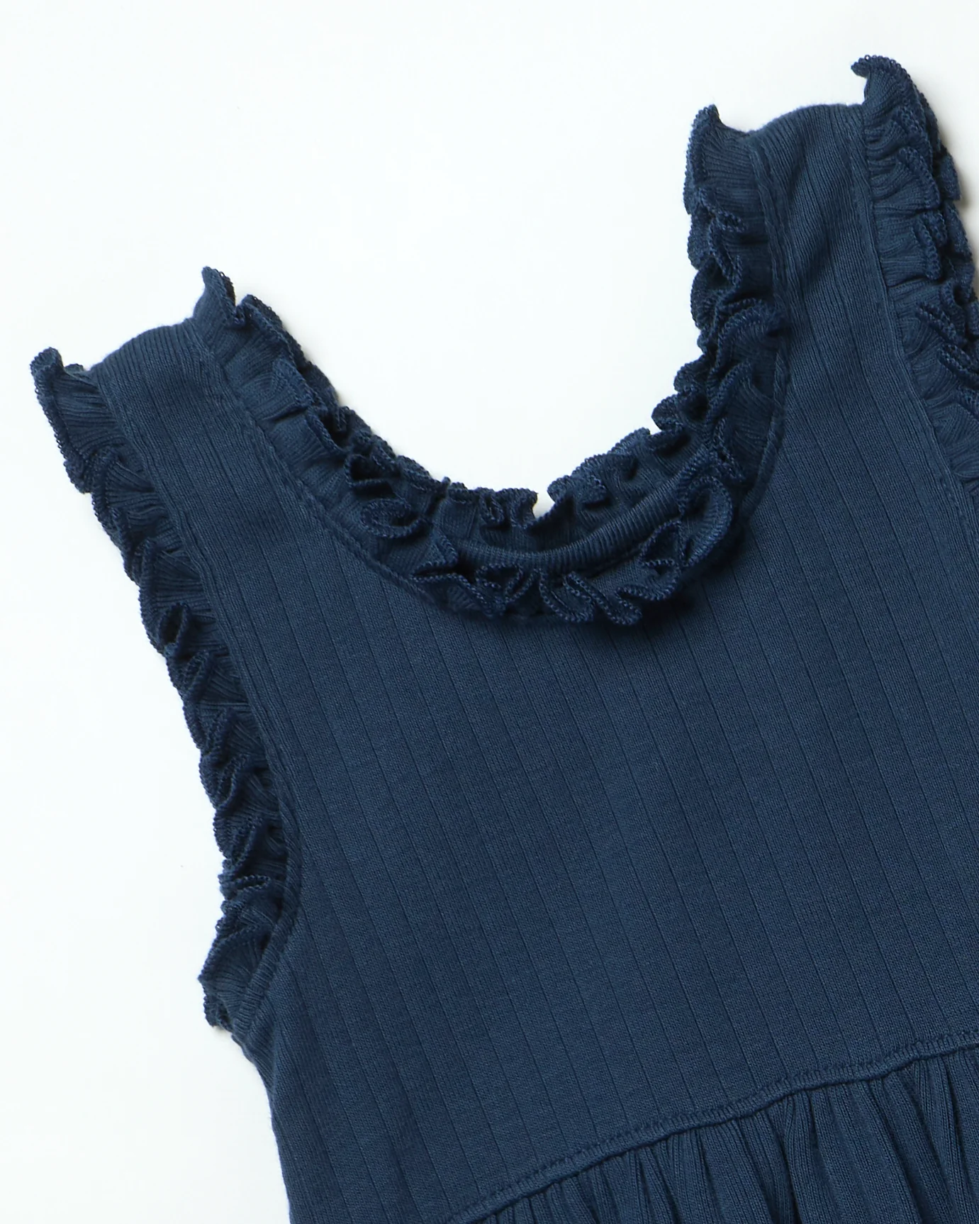 Joy Ruffle Rib Dress - Navy - Image 3