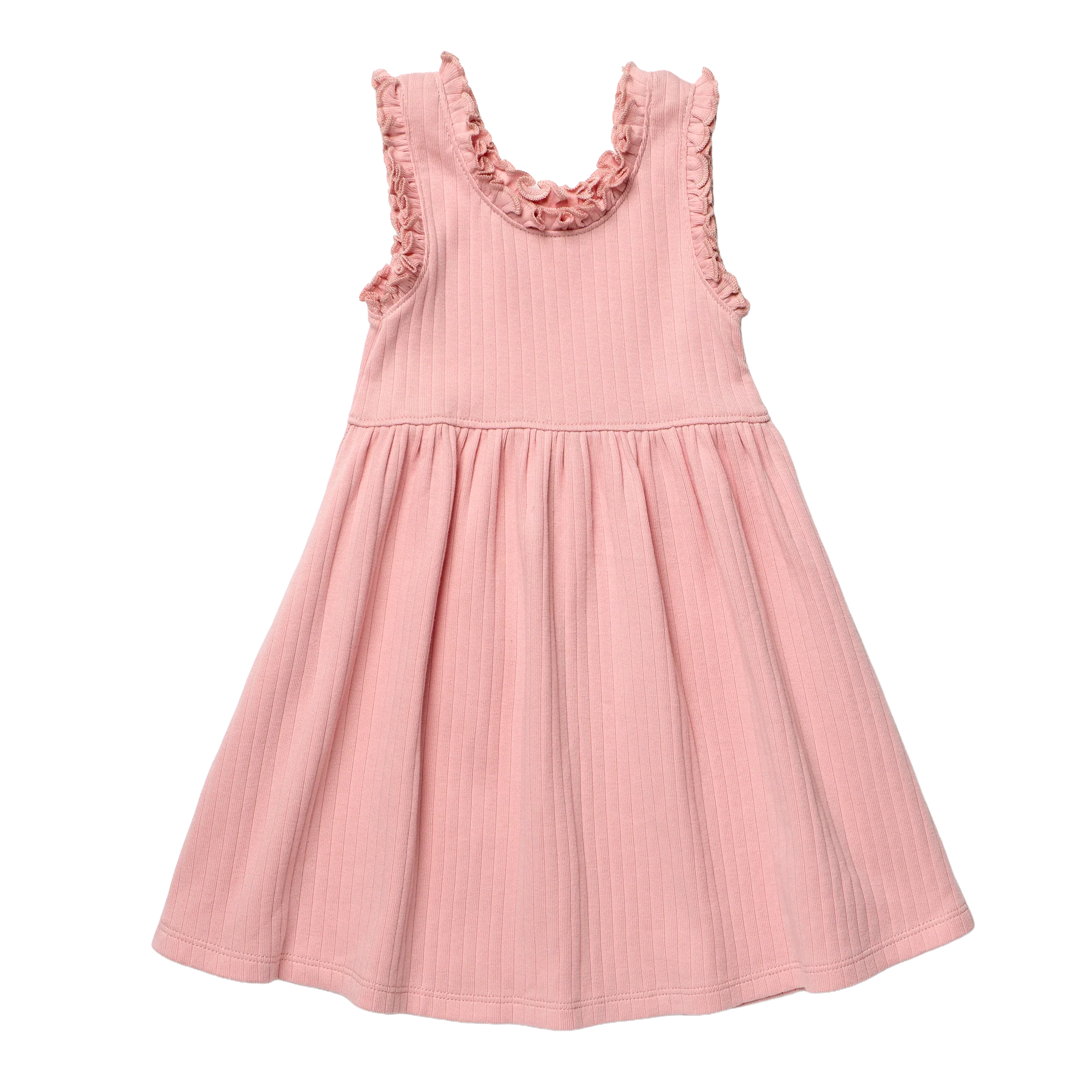 Joy Ruffle Rib Dress - Pink