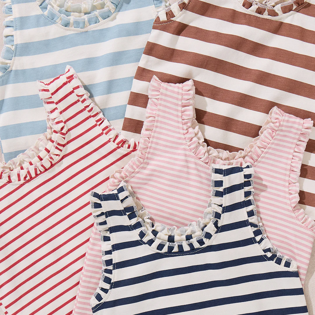Joy Ruffle Tank - Cocoa Stripe - Image 3