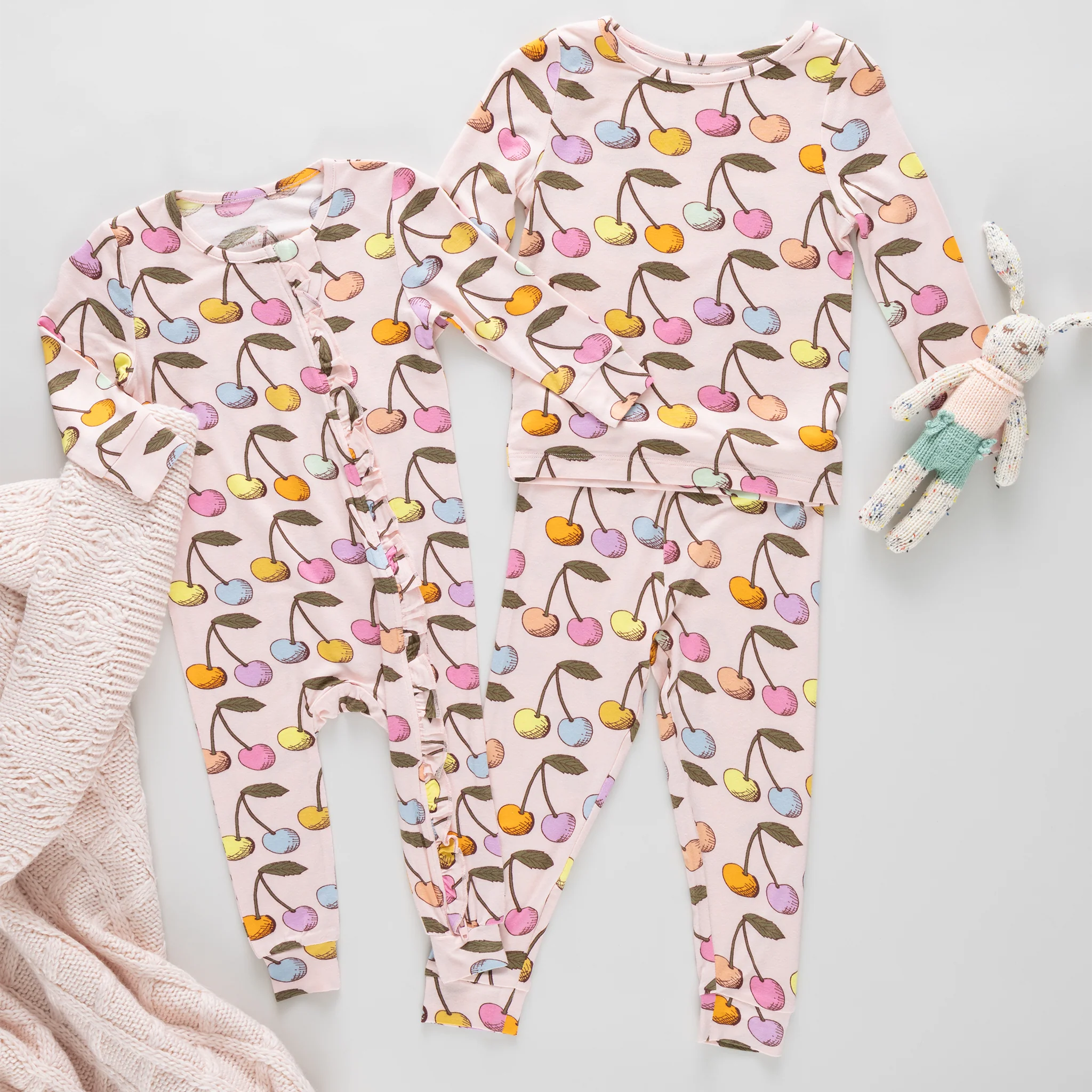 Kids Bamboo PJ Set - Cloud Pink Cherry - Image 3