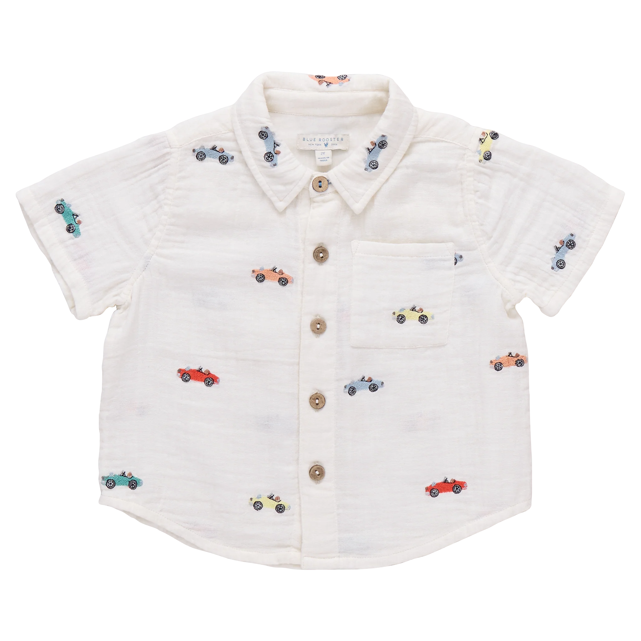 Multi Boys Jack Shirt - Vintage Car Embroidery