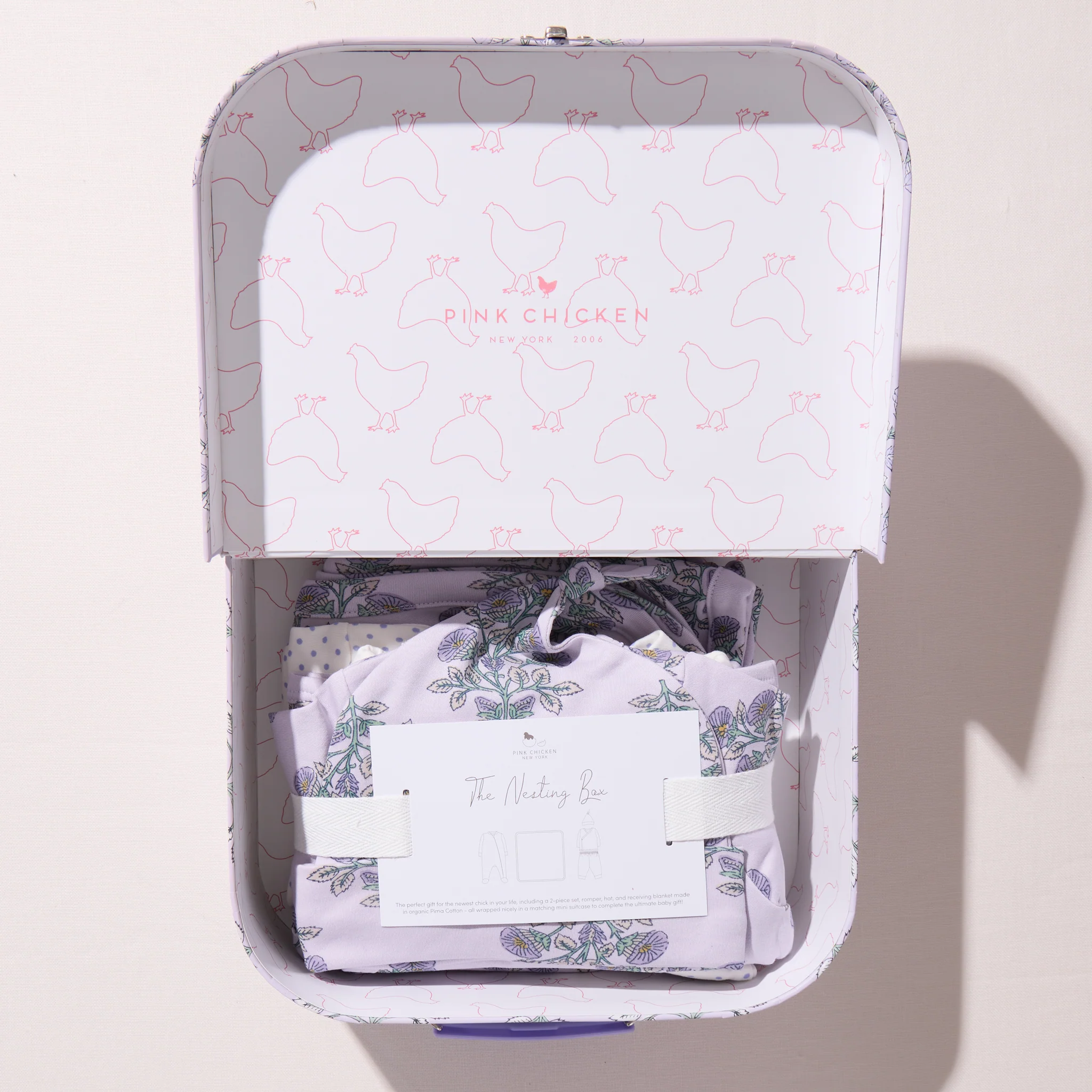 Nesting Box Baby Take Home Set - Lavender Bouquet Floral Blockprint - Image 3