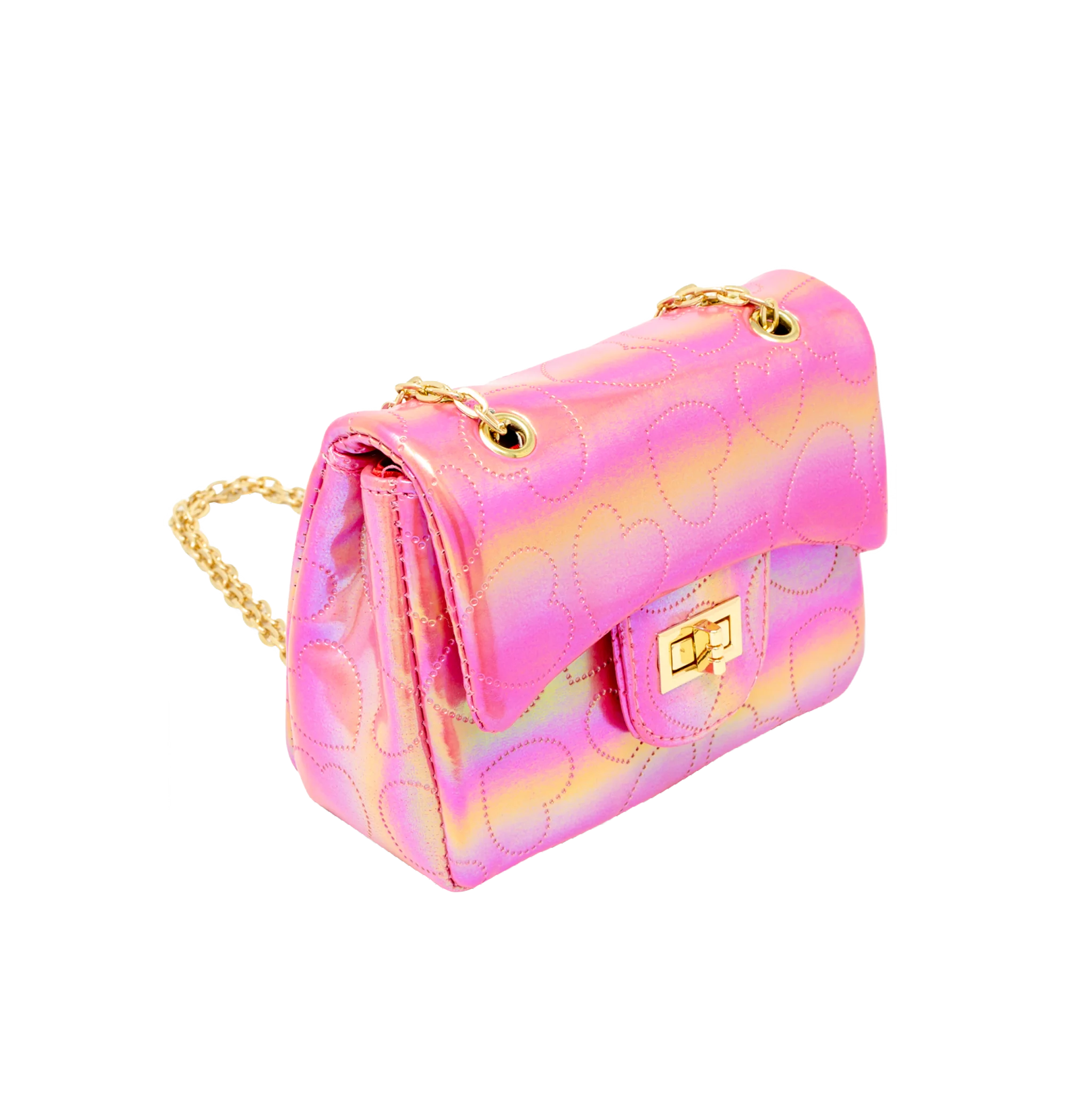Shiny Dotted Heart Classic Handbag - Hot Pink - Image 2