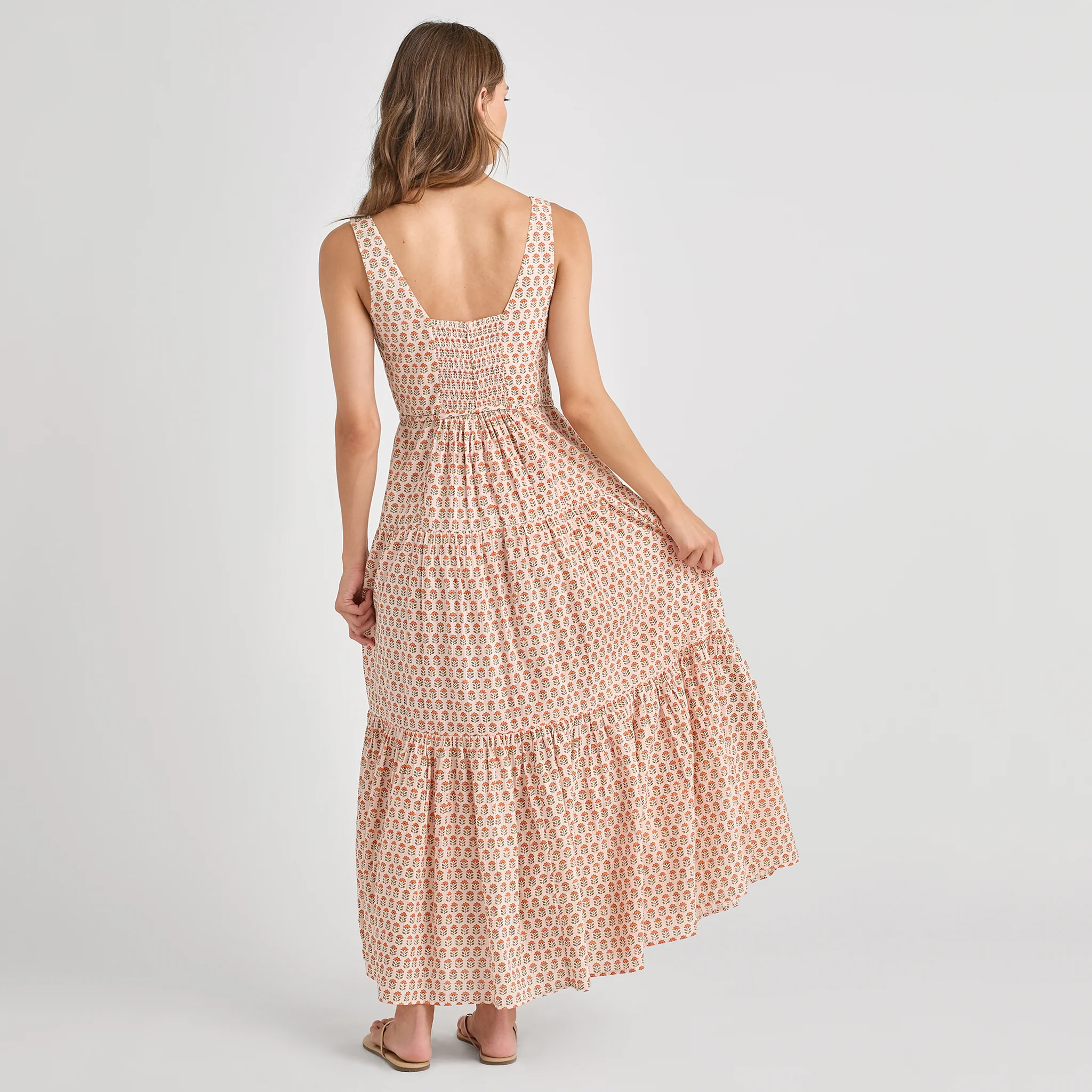 Womens Marilyn Tank Dress - Pink Prairie Block Print - Image 4